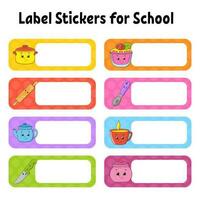 School name label. Bright stickers. Rectangular label. Vector illustration.