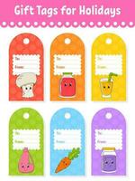 Gift tags. For holidays with space for your text. Bright stickers. Rectangular label. Color vector isolated illustration.