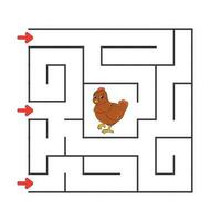 Square maze. Game for kids. Puzzle for children. cartoon character. Labyrinth conundrum. Color vector illustration. Find the right path. The development of logical and spatial thinking.