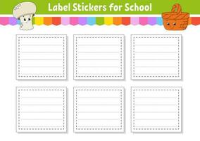 School name label. Bright stickers. Rectangular label. Color vector isolated illustration.