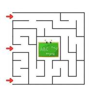 Square maze. Game for kids. Puzzle for children. cartoon character. Labyrinth conundrum. Color vector illustration. Find the right path. The development of logical and spatial thinking.