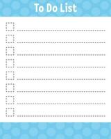 To do list. Printable template. Lined sheet. Handwriting paper. For diary, planner, checklist, wish list. Vector illustration.