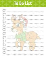 To do list. Printable template. Lined sheet. Handwriting paper. For diary, planner, checklist, wish list. Vector illustration.