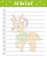 To do list. Printable template. Lined sheet. Handwriting paper. For diary, planner, checklist, wish list. Vector illustration.