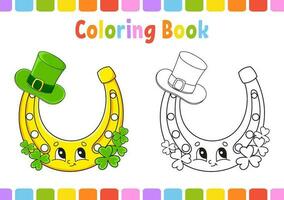 Coloring book for kids. St. Patrick's day. Cartoon character. Vector illustration. Fantasy page for children. Black contour silhouette. Isolated on white background.