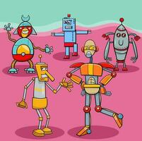 cartoon robots and droids characters group vector