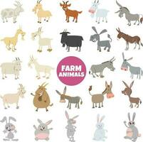 cartoon funny farm animal characters big set vector