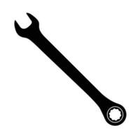 Ratchet and Spanner Silhouette. Black and White Icon Design Elements on Isolated White Background vector