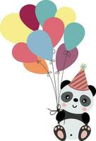 Happy birthday panda holding balloons vector