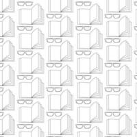 Seamless pattern with hand drawn books and glasses. For wallpaper, textile, wrapping paper background, science. Books in doodle style, minimalism, monochrome, sketch. Vector  illustration