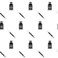 Black white pattern for hospital. Injection and treatment, vector illustration