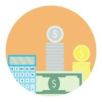 Calculate money icon. Counting account money, pay financial app icon. Vector illustration