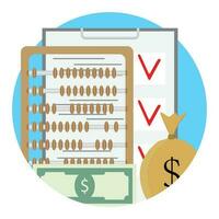 Checklist and money. Dollar account and checking finance. Vector illustration