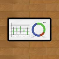 Stock chart vector. Analytics growth marketing progress, pie chart finance statistic illustration vector