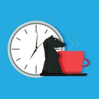 Strategy of time. Executive and time, breakfast and management, vector illustration