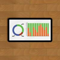 Statistical report vector. Chart on digital display, information data visualization illustration vector