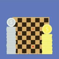 Finance tactic business. Scheme of method on chessboard, organize vision, vector illustration