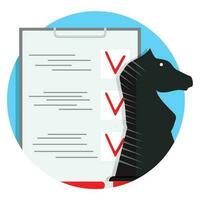 Strategy checklist icon. Successful management, vector illustration