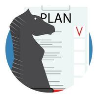 Plan vector icon. Chess horse and report plan illustration