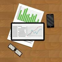 Economic and financial statistics. Research and analyzing graph and chart. Vector illustration