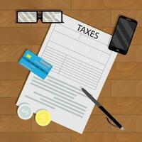 Tax form vector. Audit and taxation government, illustration of accounting work vector