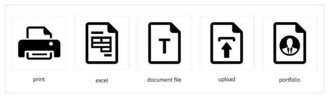 print, excel, and document file vector