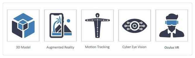 3D Model and Augmented Reality icon concept vector