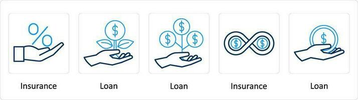 A set of 5 Extra icons as insurance, loan vector