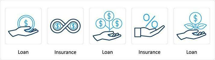 A set of 5 Extra icons as loan, insurance vector