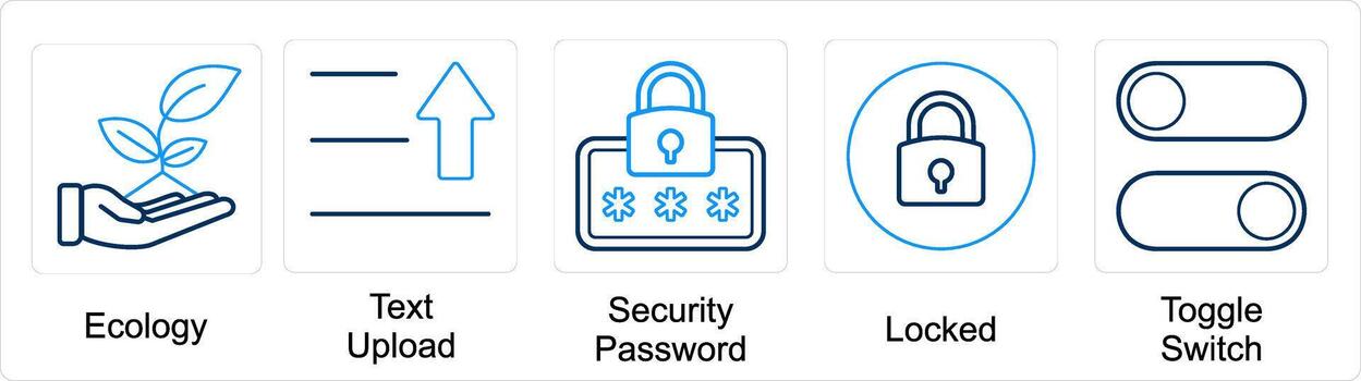 A set of 5 mix icons as ecology, text upload, security password vector