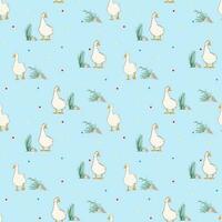 Seamleass pattern duck cartoon vector collection