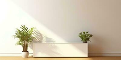 AI Generated. AI Generative. Wall home decoration table frame picture with plant mockup mock up. Graphic Art photo