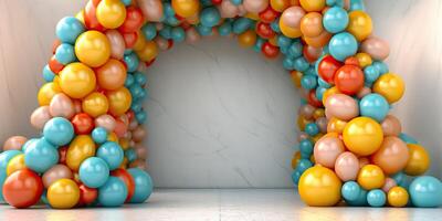 . . Balloon garland arc decoration. Wedding ceremony fashoin street architecture desogn. Graphic Art photo