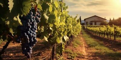 ai generado. ai generativo. foto ilustración de vino uva viñedo lagar planta campo naturaleza al aire libre campo. gráfico Arte