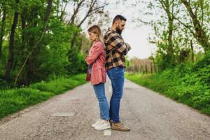 Couple is having difficulties in their relationship. They are both offended and angry. Conceptual image. photo