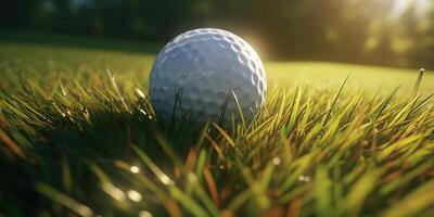 ai generado. ai generativo. golf pelota juego deporte naturaleza al aire libre en verde césped campo. al aire libre actividad lujo estilo de vida. gráfico Arte foto