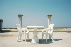 frente al mar doble oval mesa y sillas - relajante playa ajuste foto