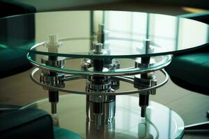 Clear Glass Table with Motorized Base photo