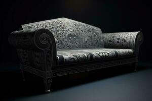 Decorative tribal design fabric couch photo