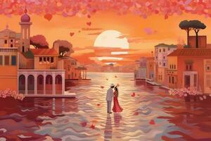 Romantic Sunset on the Venetian Canals photo