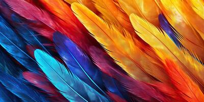 . . Vibrant colorful pattern background texture of color feathers decoration. Graphic Art photo