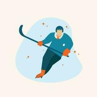 hockey player cartoon vector, flat design concept vector