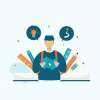 student looking for his new university, vector illustration flat design concept