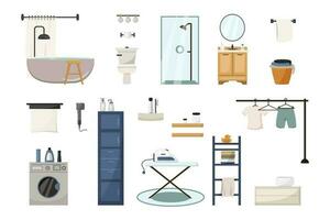 Set interior bathroom vector