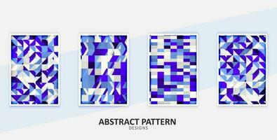 abstract pattern set with blue and white geometric shapes vector