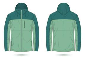 outdoor casual jacket template front and back view vector