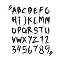 handwritten grunge style alphabet and numbers collection vector