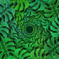 green leaf swirl background. radial pattern of leaves vector
