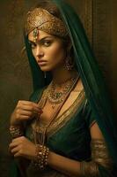 Elegant Indian Woman in Rich Traditional Attire photo