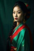 East Asian Woman in Traditional Attire photo